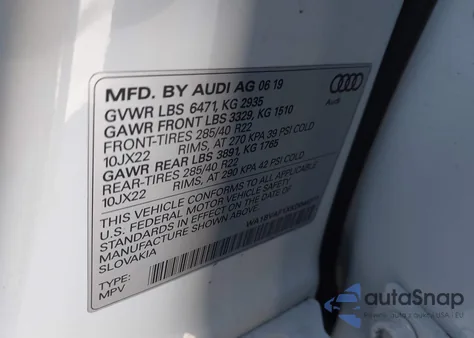 2019 Audi Q8 55 Premium z USA, uszkodzony, nr VIN WA1BVAF1XKD044271